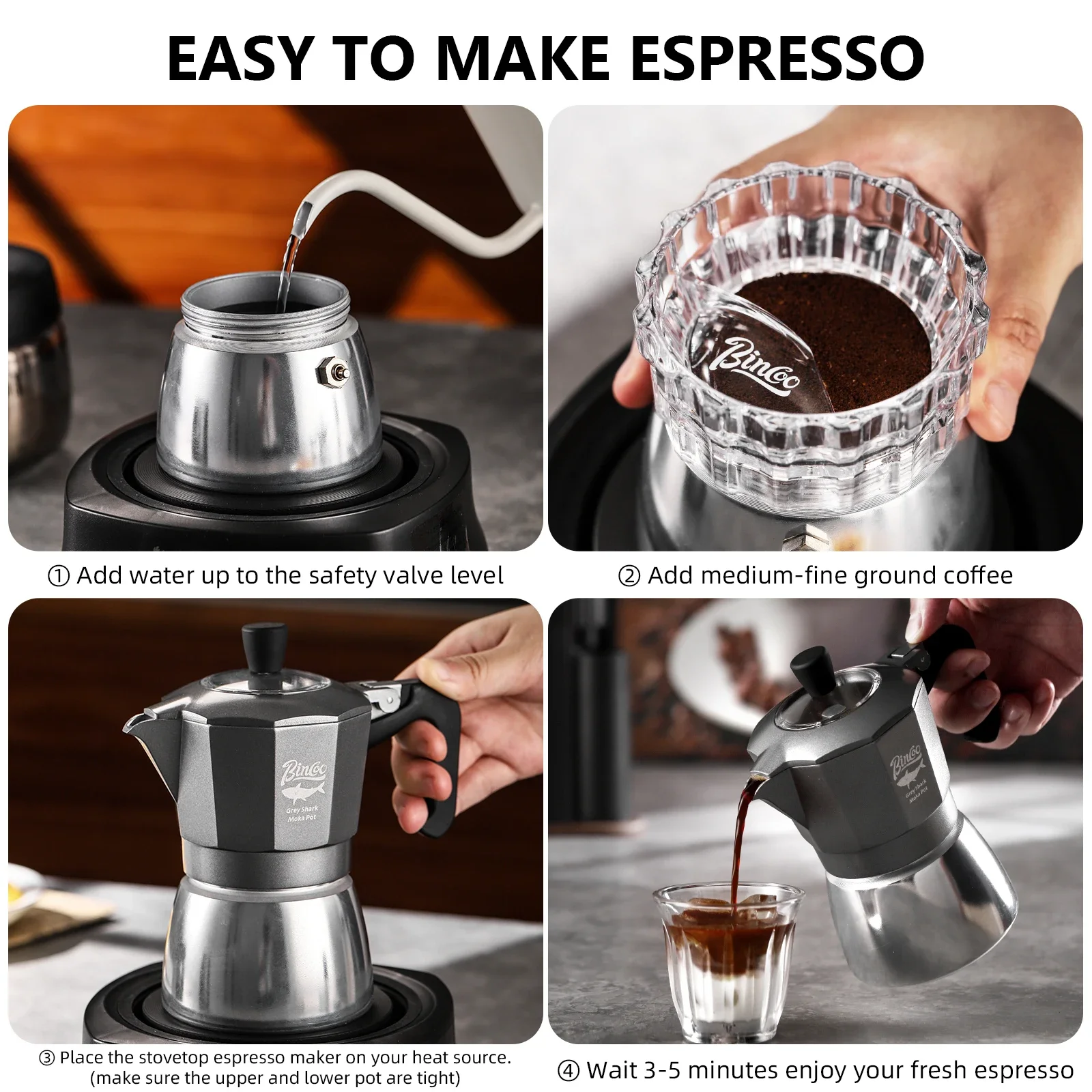 Cafeteira Moka Bincoo de 2 xíc - Coffee Equipment Accessories avaliação e preço