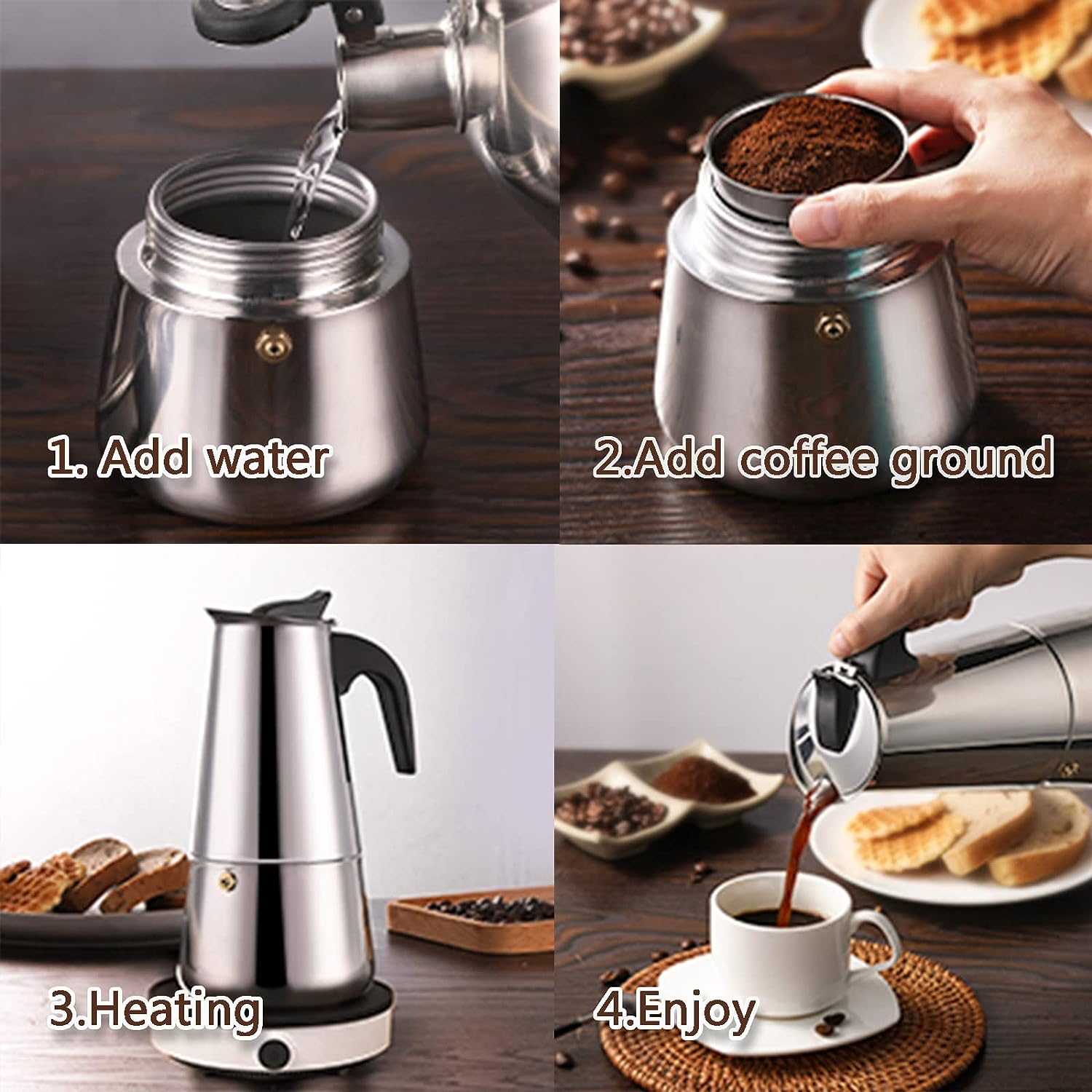 4/6/9 Xícaras Moka Pot Caffe M - Coffee Equipment Accessories avaliação e preço